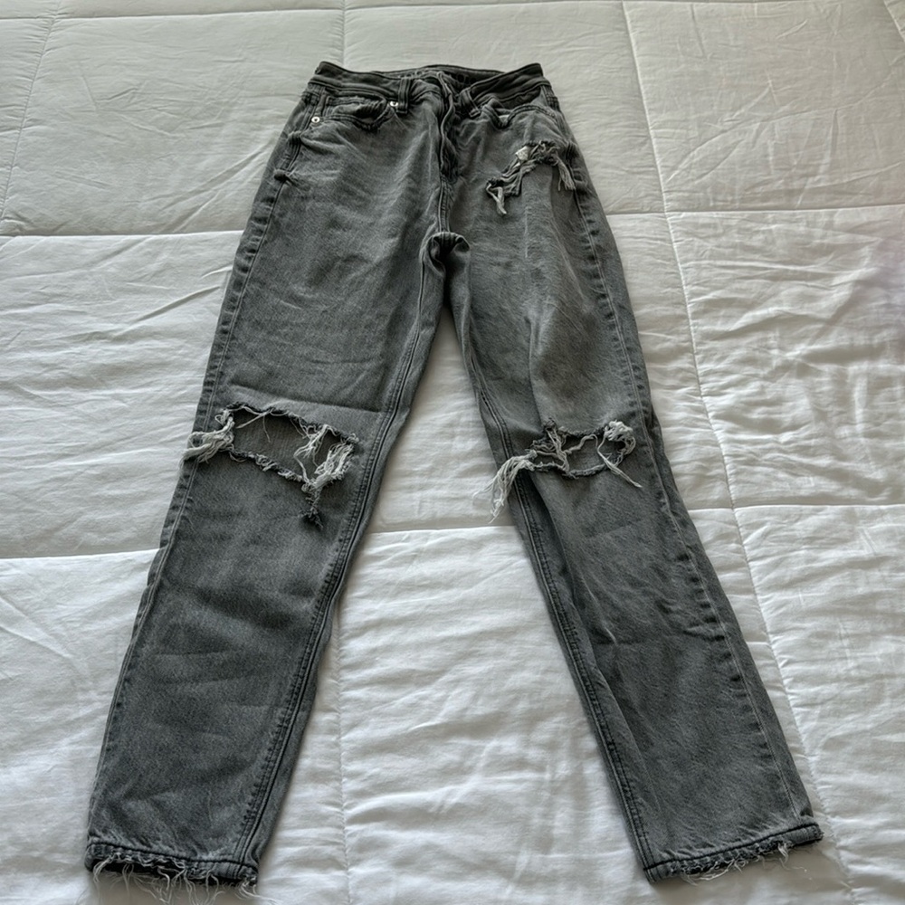 american eagle womens mom jeans (gray)